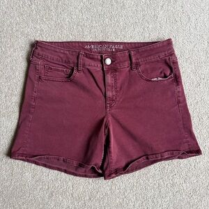 American Eagle 14 Midi Shorts Super Stretch Burgundy Red